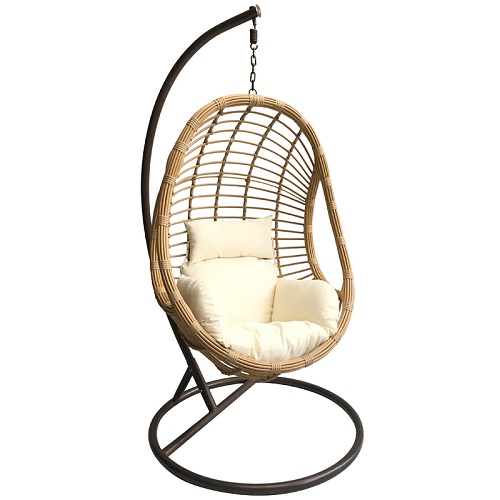 PE rattan egg swing chair with stand-248-1149