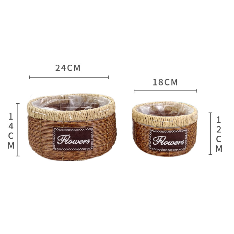 PE Rattan Planter Flower Baskets- SM-033-Brown