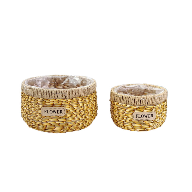 PE Rattan Planter Flower Baskets- SM-033-Yellow