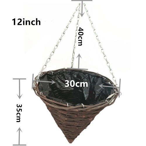 Rattan cone hanging basket